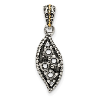 Sterlingsilber Antikisiert mit 14K/silver Bicolor 4-stone mit Diamant Mutter Anhänger