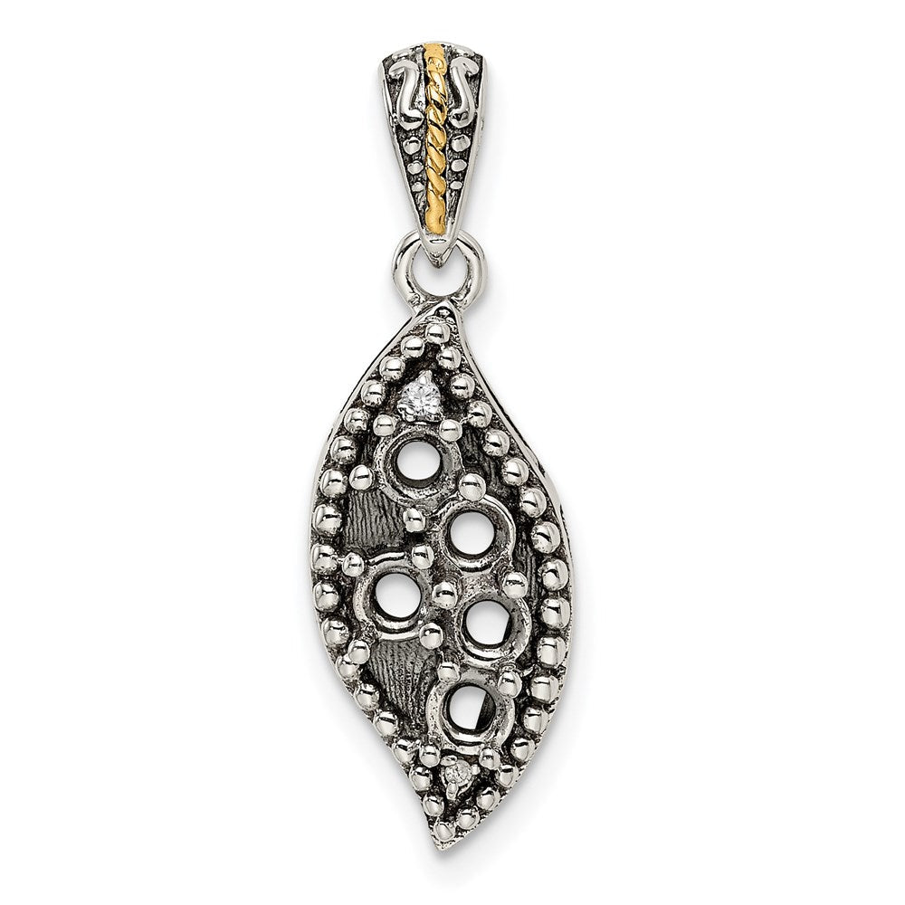 Sterlingsilber Antikisiert mit 14K/silver Bicolor 5-stone mit Diamant Mutter Anhänger