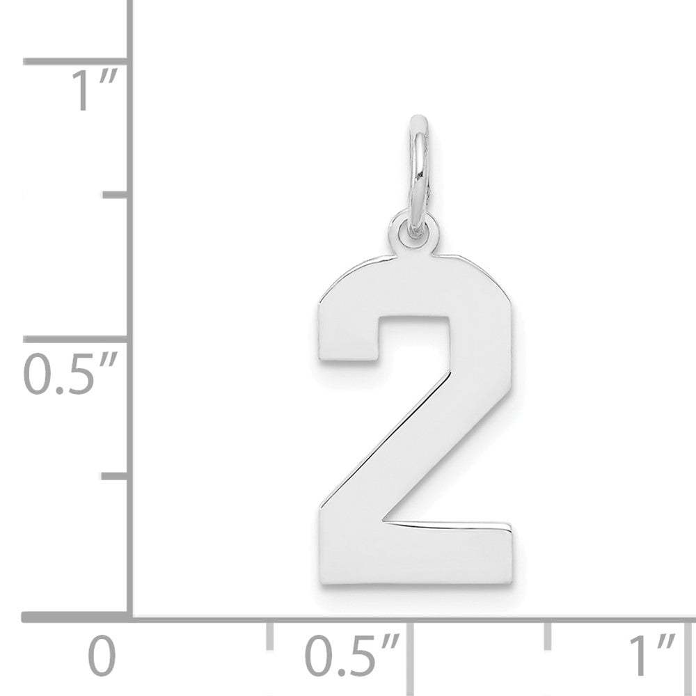 Sterlingsilber Silber/rhodiniert Poliert Zahl 2 Charm