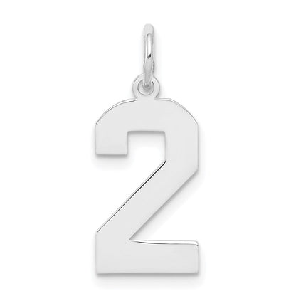 Sterlingsilber Silber/rhodiniert Poliert Zahl 2 Charm