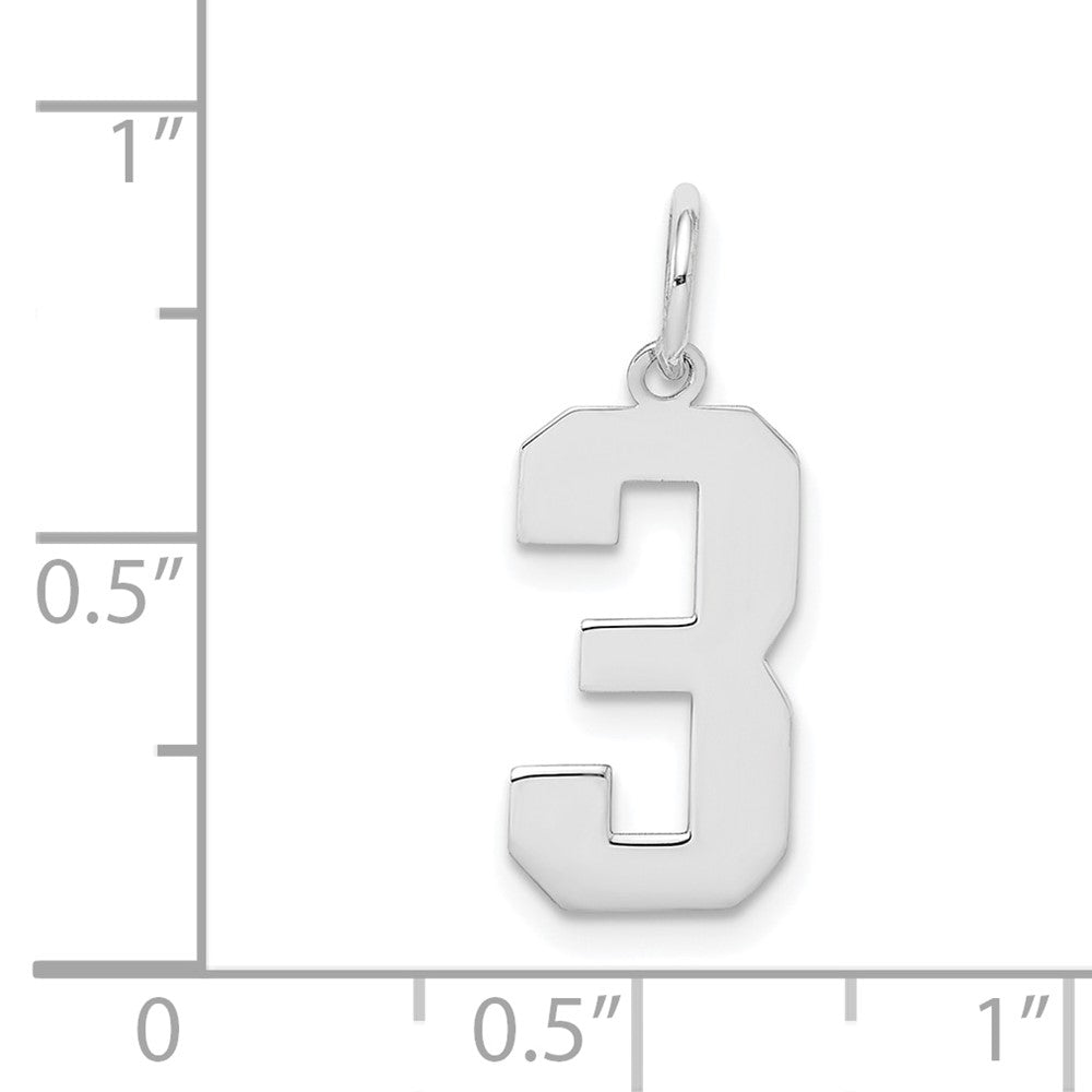 Sterlingsilber Silber/rhodiniert Poliert Zahl 3 Charm