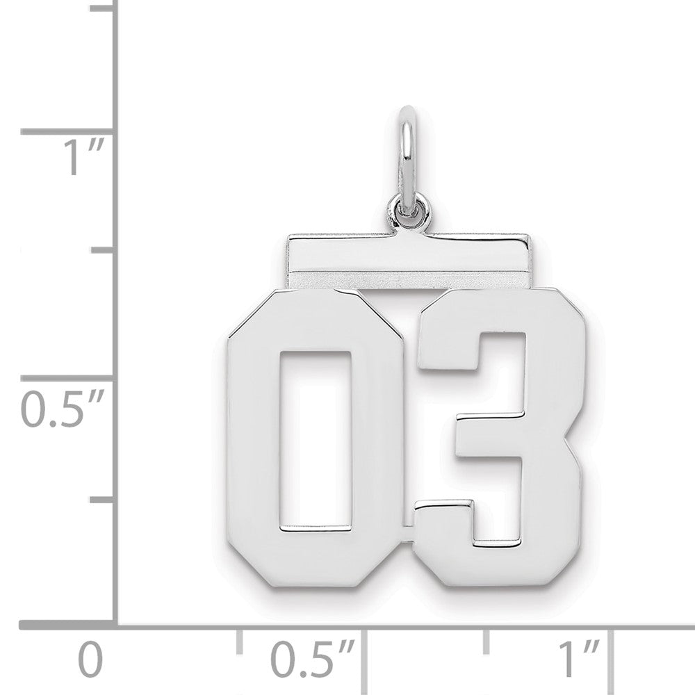 Sterlingsilber Mittel Poliert Zahl 3 mit Oberteil