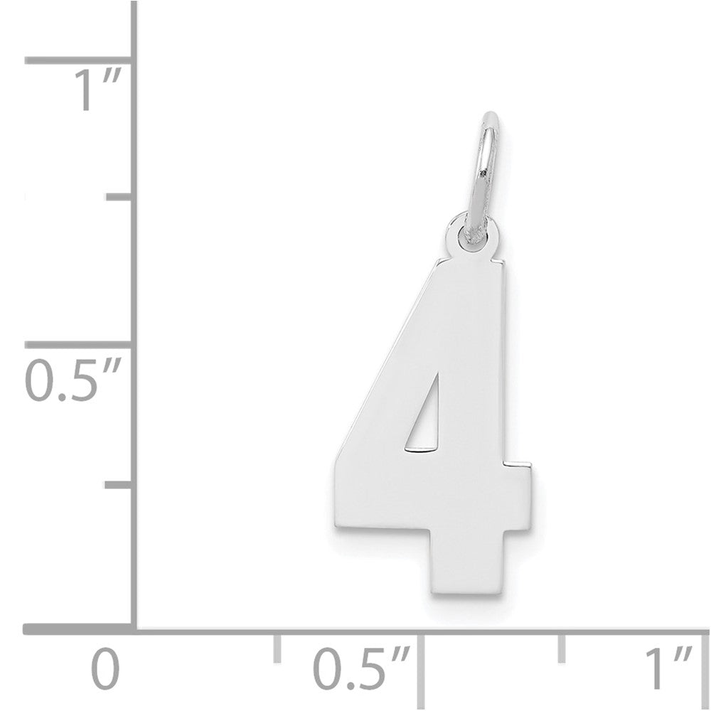 Sterlingsilber Silber/rhodiniert Poliert Zahl 4 Charm