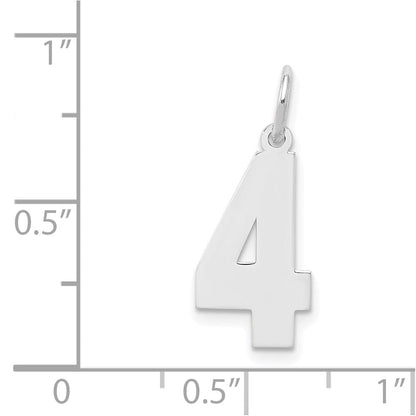 Sterlingsilber Silber/rhodiniert Poliert Zahl 4 Charm
