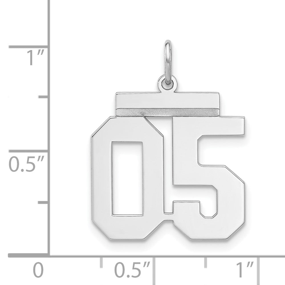 Sterlingsilber Poliert Mittel Zahl 05 mit Oberteil Charm