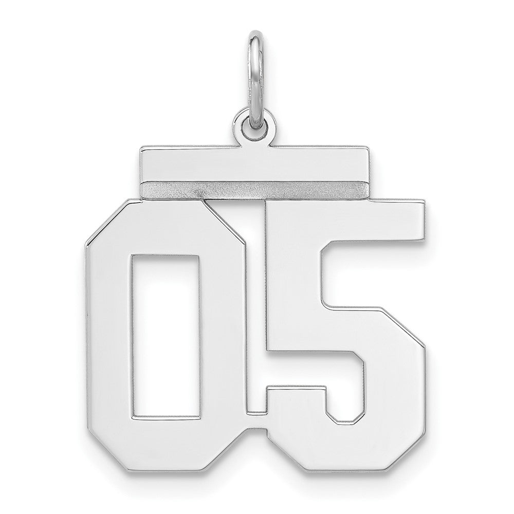 Sterlingsilber Poliert Mittel Zahl 05 mit Oberteil Charm