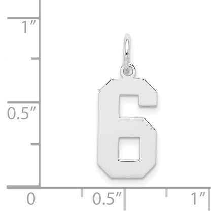 Sterlingsilber Silber/rhodiniert Poliert Zahl 6 Charm