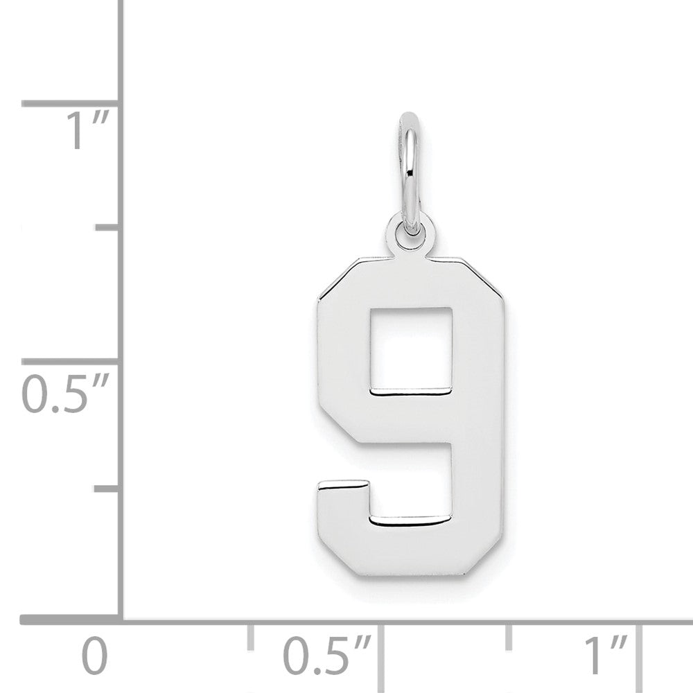 Sterlingsilber Silber/rhodiniert Poliert Zahl 9 Charm