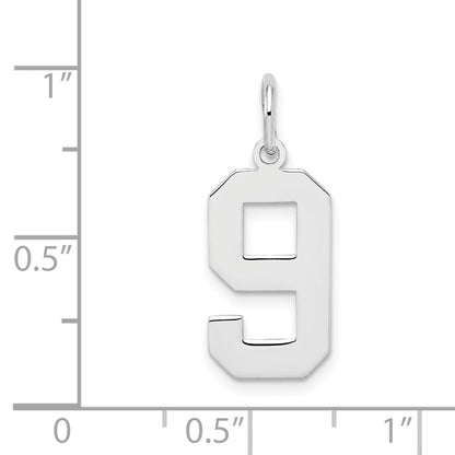 Sterlingsilber Silber/rhodiniert Poliert Zahl 9 Charm