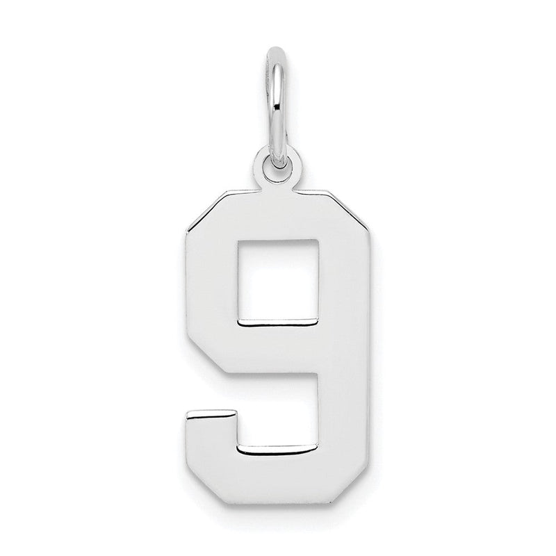 Sterlingsilber Silber/rhodiniert Poliert Zahl 9 Charm