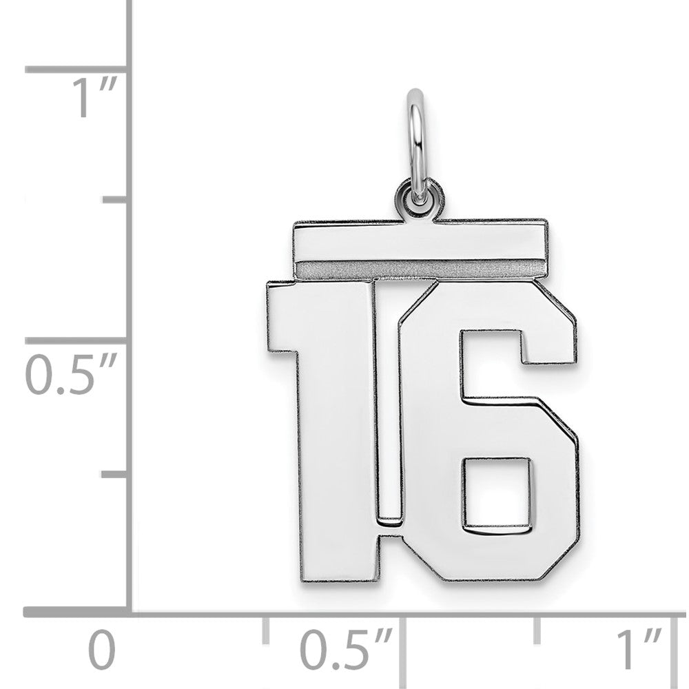 Sterlingsilber Sterlingsilber/silver Rhodiniert Poliert Zahl 16 Charm