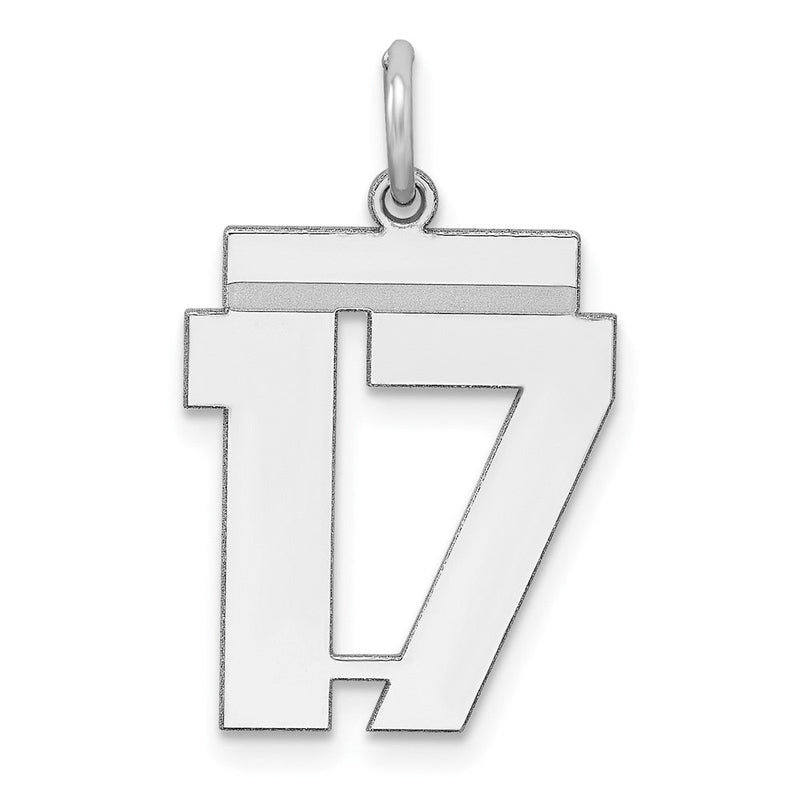 Sterlingsilber Sterlingsilber/silver Rhodiniert Poliert Zahl 17 Charm
