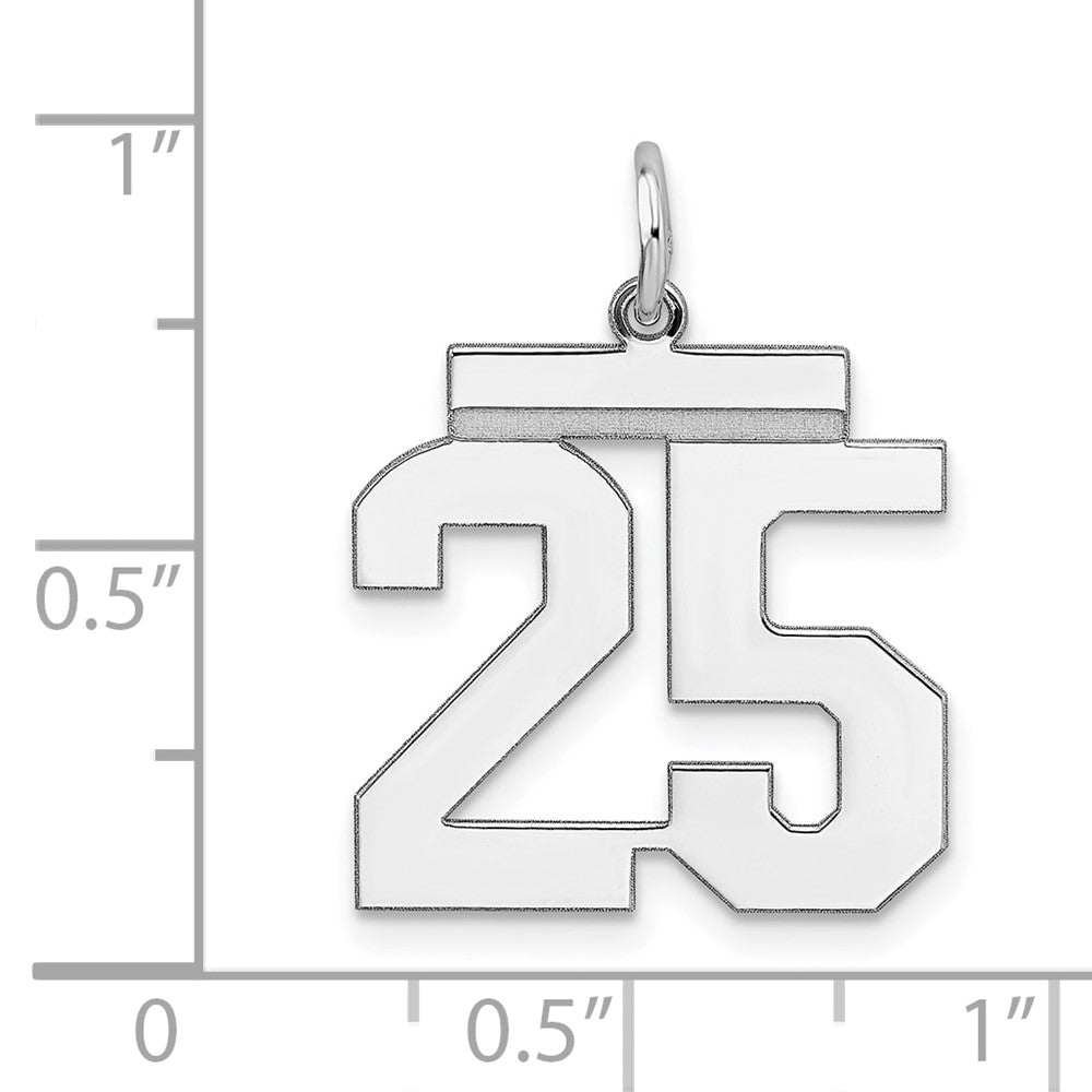 Sterlingsilber Sterlingsilber/silver Rhodiniert Poliert Zahl 25 Charm