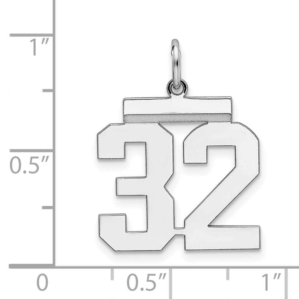 Sterlingsilber Sterlingsilber/silver Rhodiniert Poliert Zahl 32 Charm