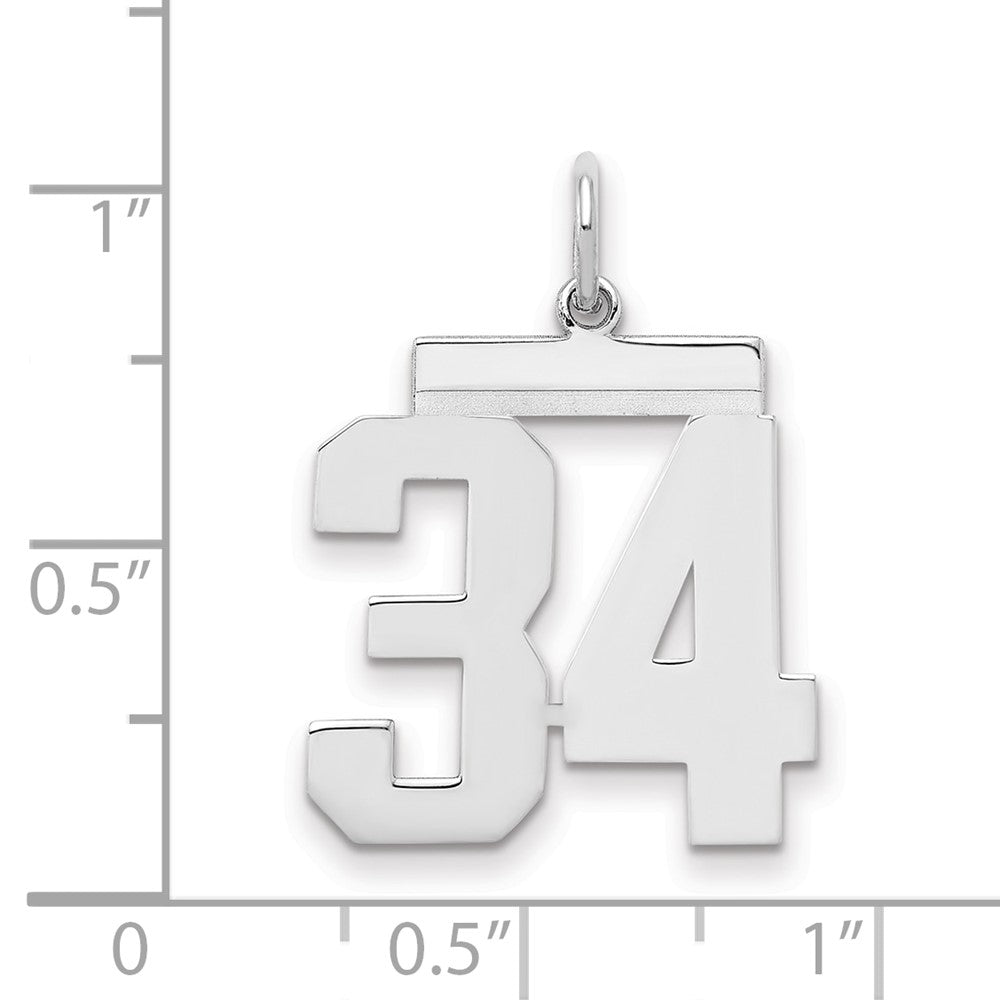 Sterlingsilber Sterlingsilber/silver Rhodiniert Poliert Zahl 34 Charm