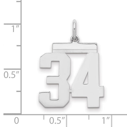 Sterlingsilber Sterlingsilber/silver Rhodiniert Poliert Zahl 34 Charm