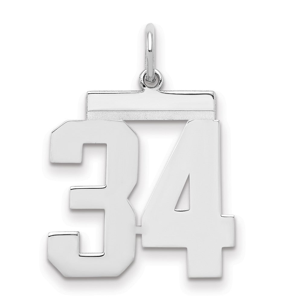 Sterlingsilber Sterlingsilber/silver Rhodiniert Poliert Zahl 34 Charm