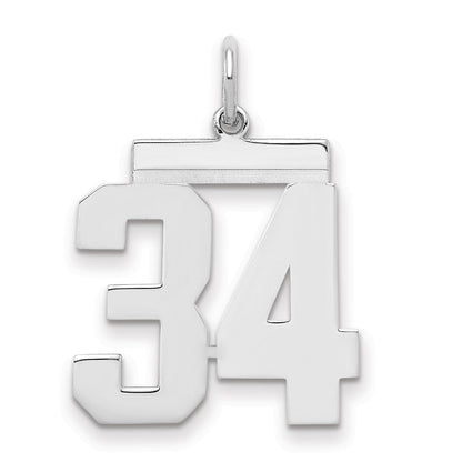Sterlingsilber Sterlingsilber/silver Rhodiniert Poliert Zahl 34 Charm