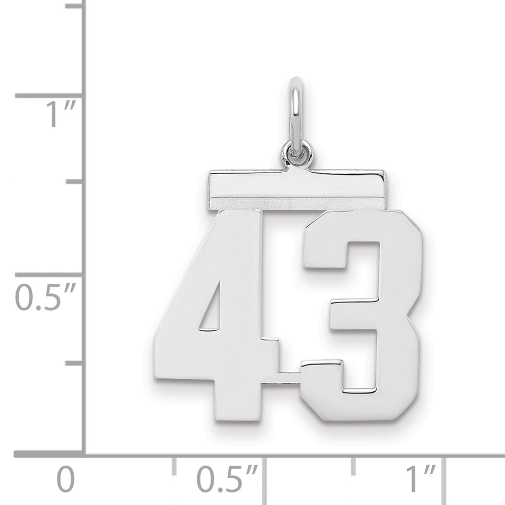 Sterlingsilber Sterlingsilber/silver Rhodiniert Poliert Zahl 43 Charm