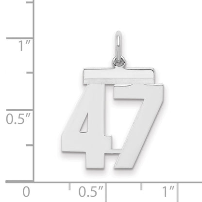 Sterlingsilber Sterlingsilber/silver Rhodiniert Poliert Zahl 47 Charm
