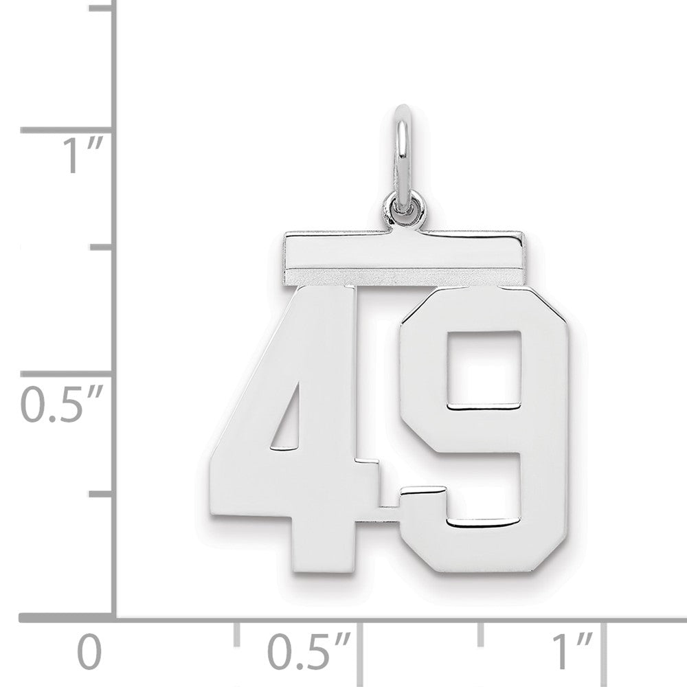 Sterlingsilber Sterlingsilber/silver Rhodiniert Poliert Zahl 49 Charm