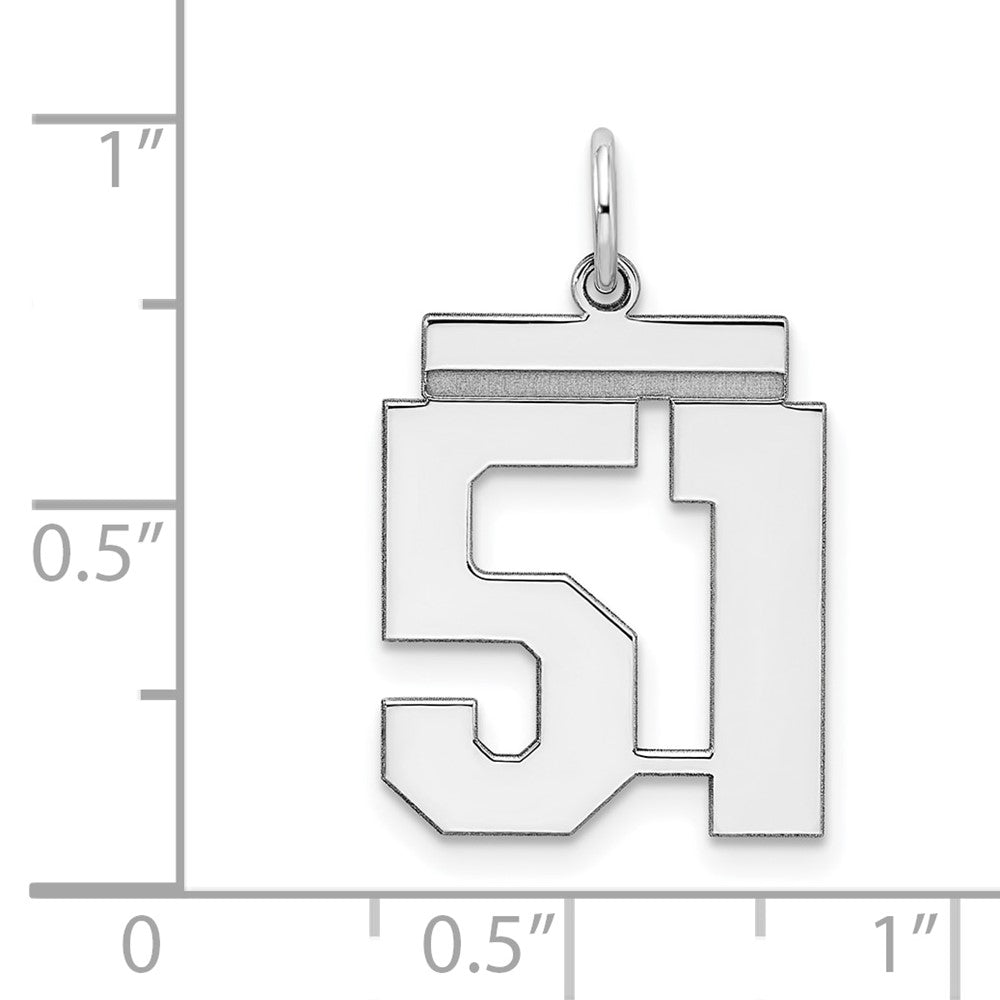 Sterlingsilber Sterlingsilber/silver Rhodiniert Poliert Zahl 51 Charm