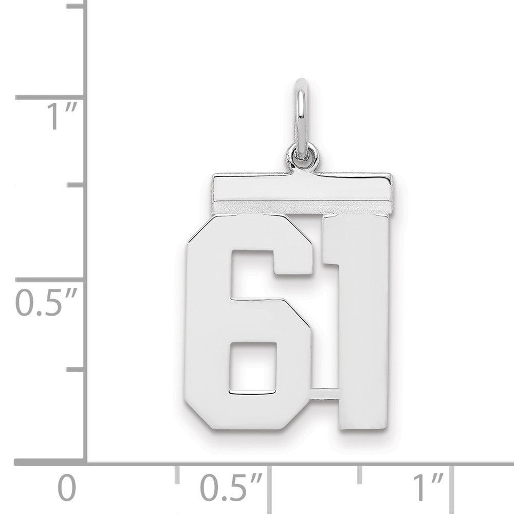 Sterlingsilber Sterlingsilber/silver Rhodiniert Poliert Zahl 61 Charm