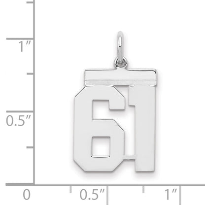 Sterlingsilber Sterlingsilber/silver Rhodiniert Poliert Zahl 61 Charm