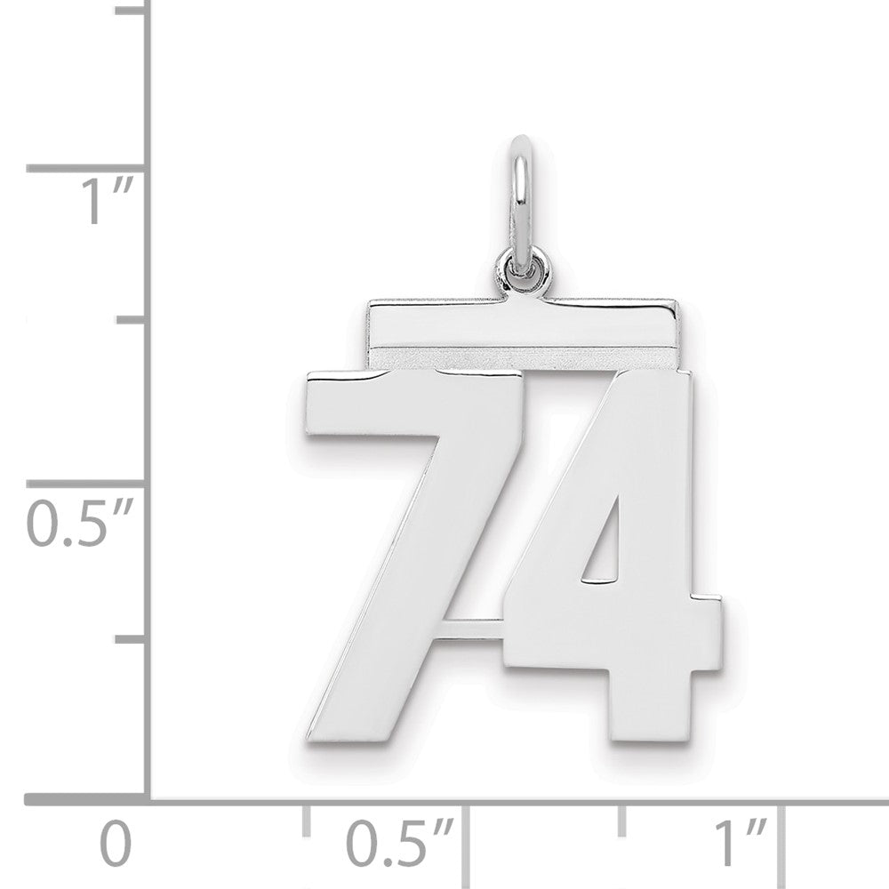 Sterlingsilber Sterlingsilber/silver Rhodiniert Poliert Zahl 74 Charm