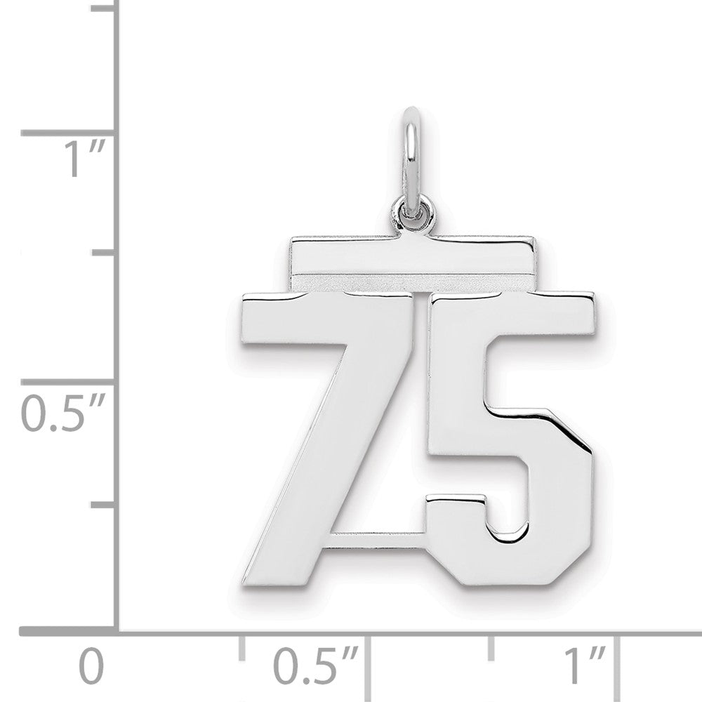 Sterlingsilber Sterlingsilber/silver Rhodiniert Poliert Zahl 75 Charm
