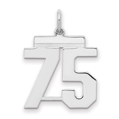 Sterlingsilber Sterlingsilber/silver Rhodiniert Poliert Zahl 75 Charm