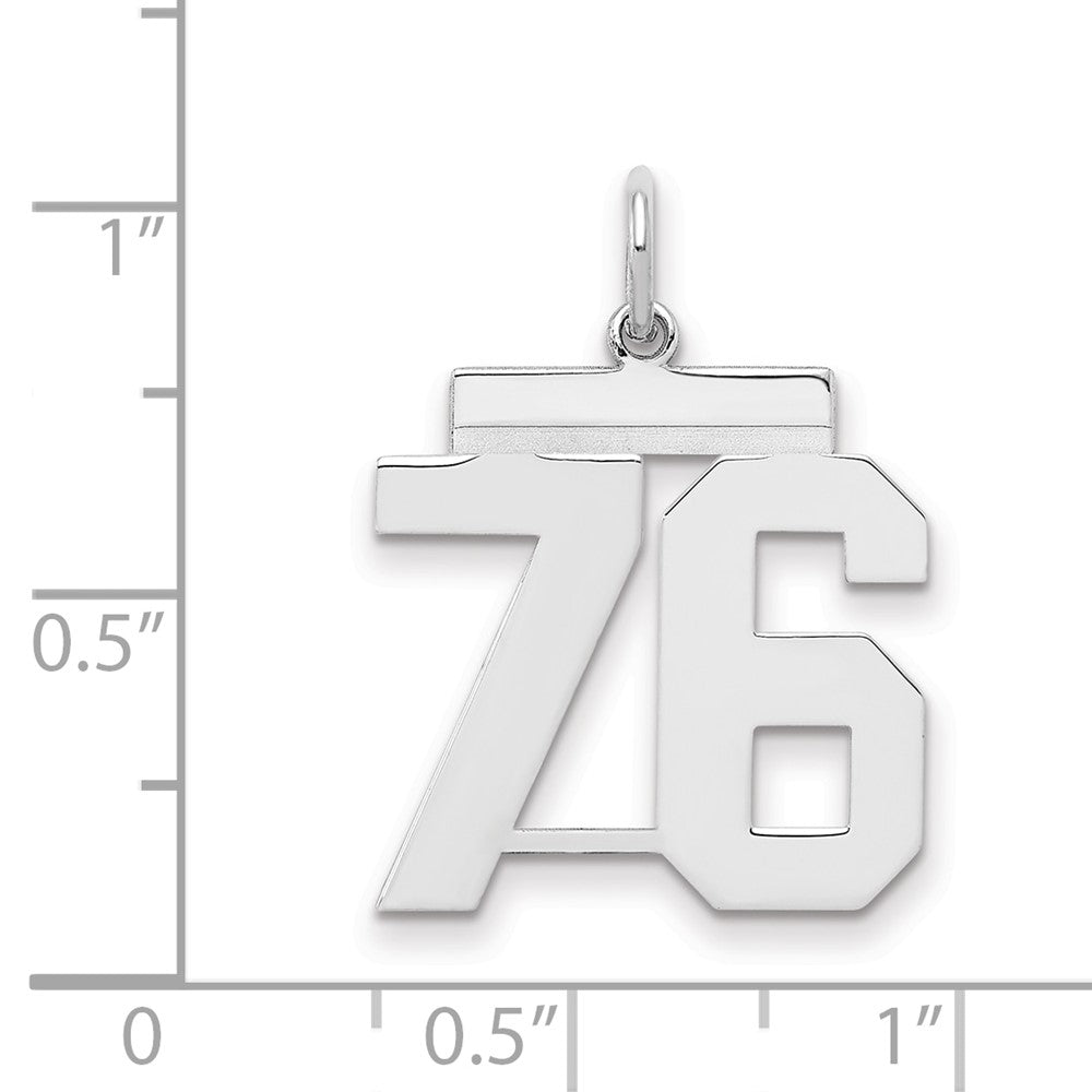 Sterlingsilber Sterlingsilber/silver Rhodiniert Poliert Zahl 76 Charm