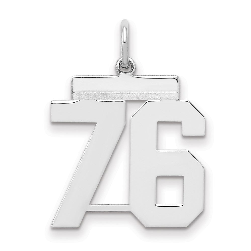 Sterlingsilber Sterlingsilber/silver Rhodiniert Poliert Zahl 76 Charm