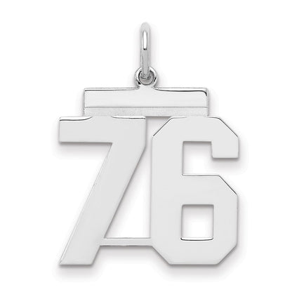 Sterlingsilber Sterlingsilber/silver Rhodiniert Poliert Zahl 76 Charm