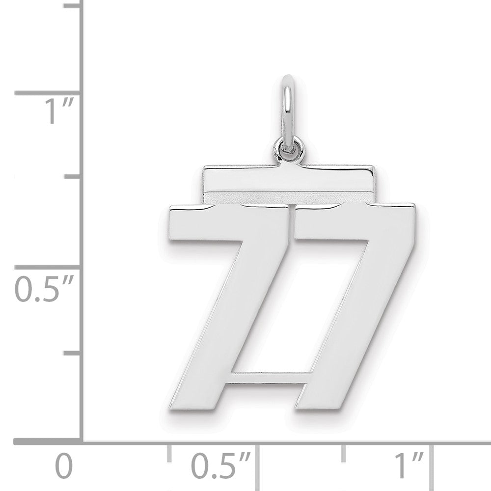 Sterlingsilber Sterlingsilber/silver Rhodiniert Poliert Zahl 77 Charm