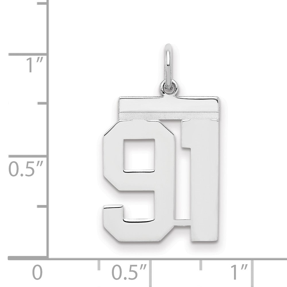 Sterlingsilber Sterlingsilber/silver Rhodiniert Poliert Zahl 91 Charm