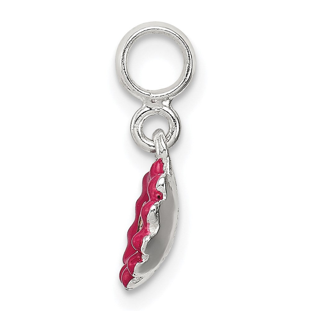 Sterlingsilber Hot Rosa Emaille Blume mit Zirkonia Enhancer
