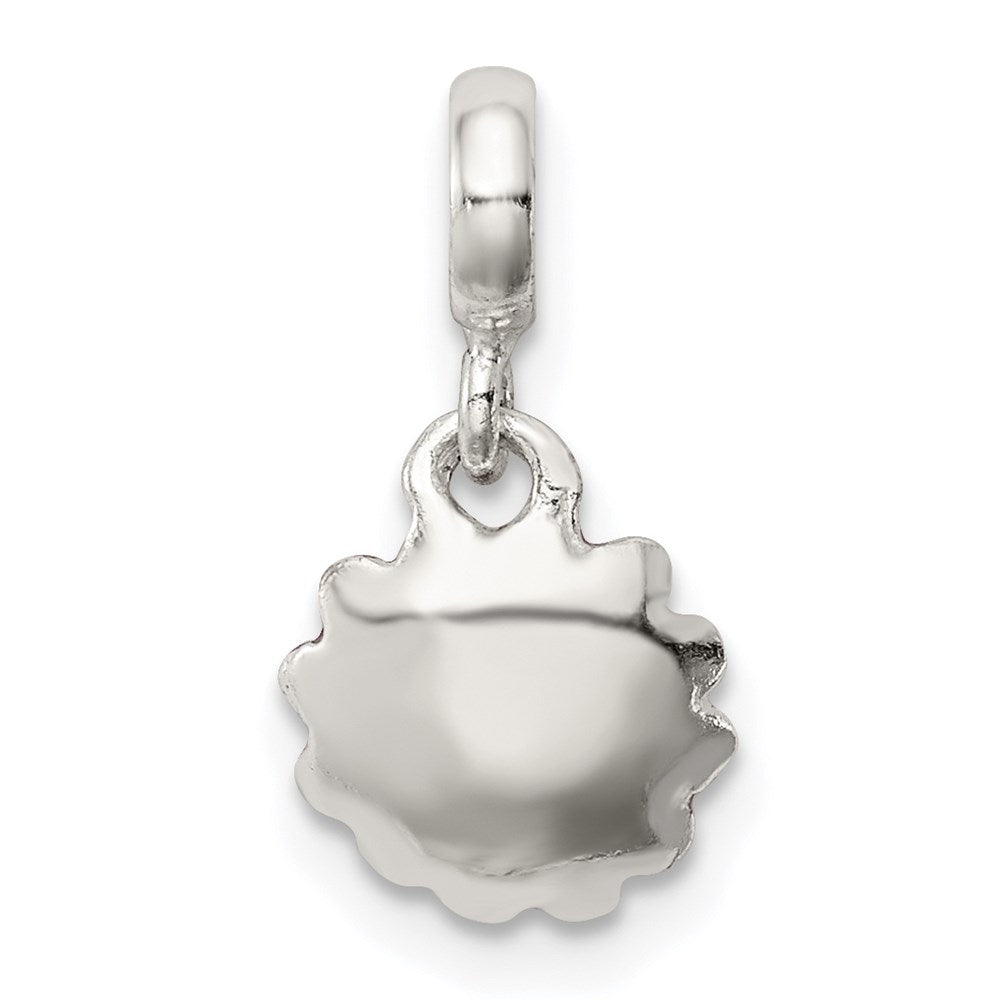 Sterlingsilber Hot Rosa Emaille Blume mit Zirkonia Enhancer