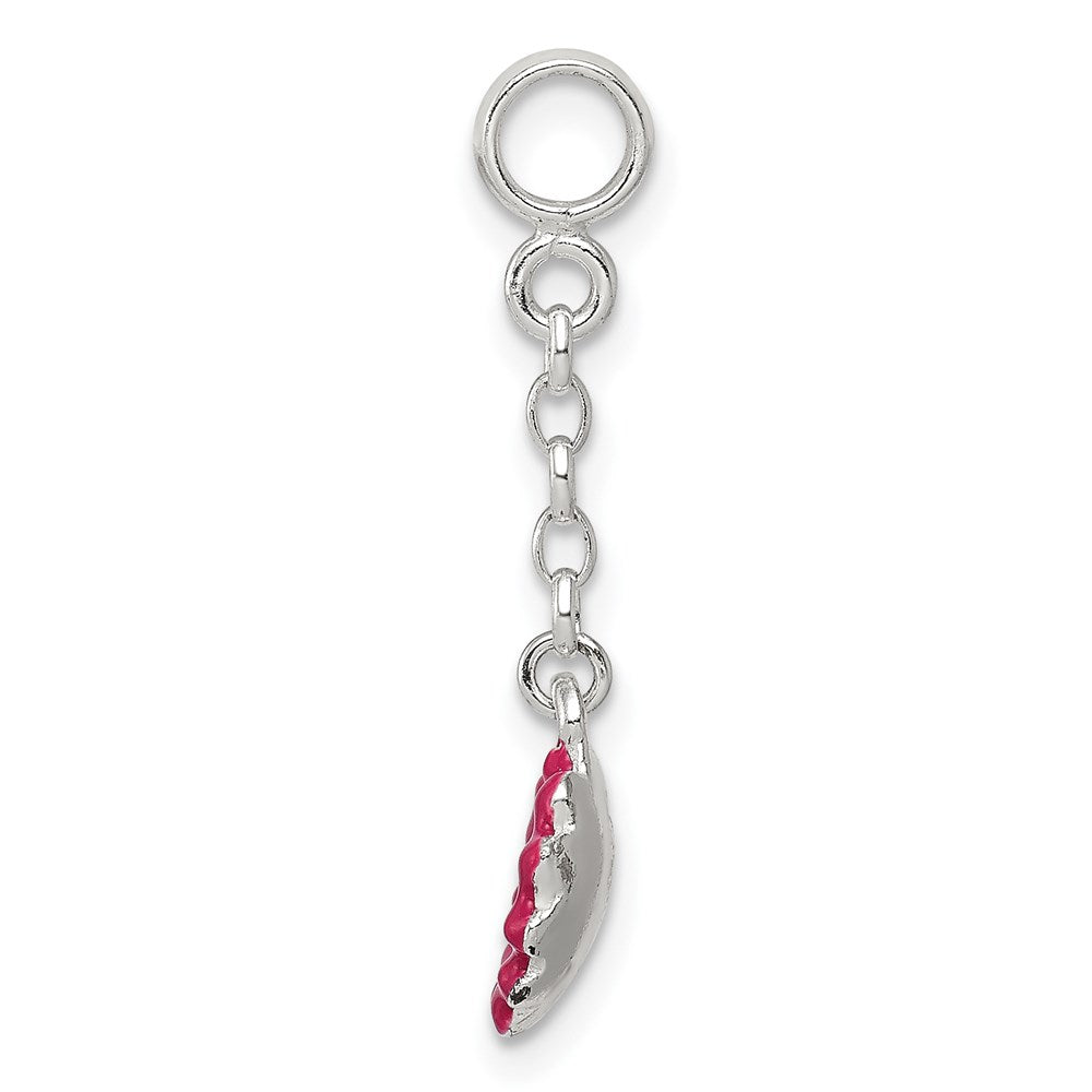 Sterlingsilber Rosa Emaille Blume mit Zirkonia 1/2 Zoll Hängend Enhancer