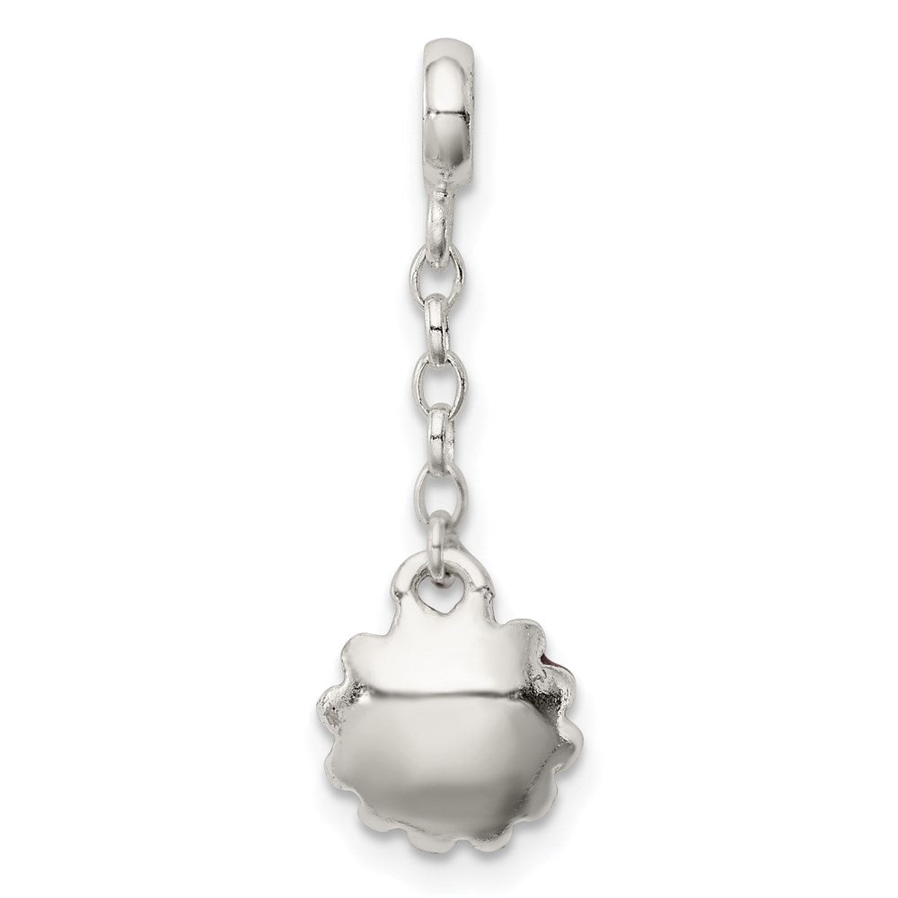 Sterlingsilber Rosa Emaille Blume mit Zirkonia 1/2 Zoll Hängend Enhancer