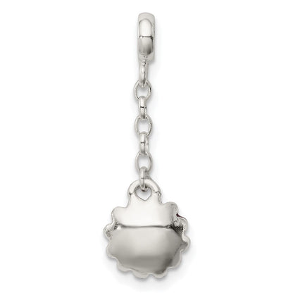 Sterlingsilber Rosa Emaille Blume mit Zirkonia 1/2 Zoll Hängend Enhancer