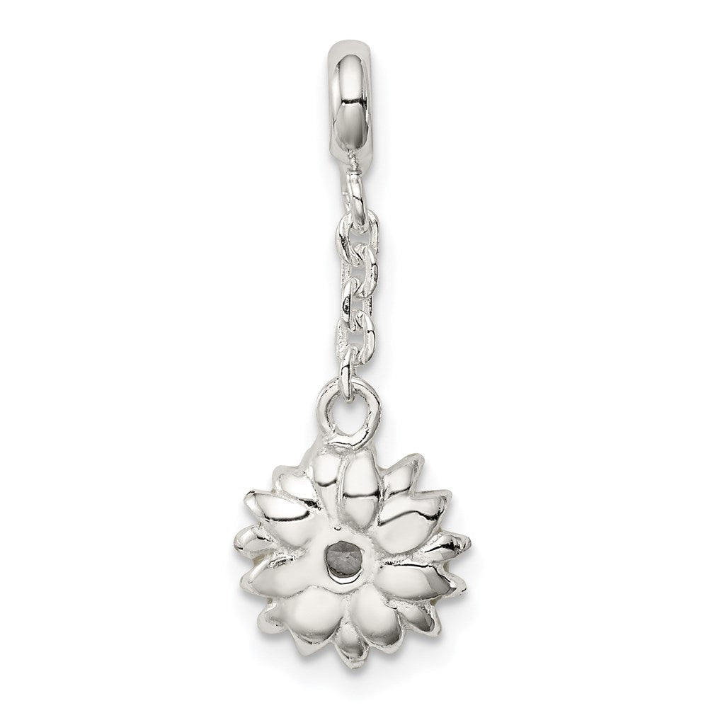 Sterlingsilber Gelb Emailliert Blume mit Zirkonia 1/2 Zoll Hängend Enhancer