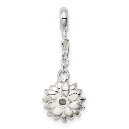 Sterlingsilber Gelb Emailliert Blume mit Zirkonia 1/2 Zoll Hängend Enhancer