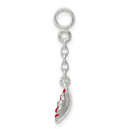Sterlingsilber Rot Emailliert Blume mit Zirkonia 1/2 Zoll Hängend Enhancer