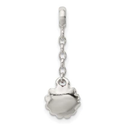 Sterlingsilber Rot Emailliert Blume mit Zirkonia 1/2 Zoll Hängend Enhancer