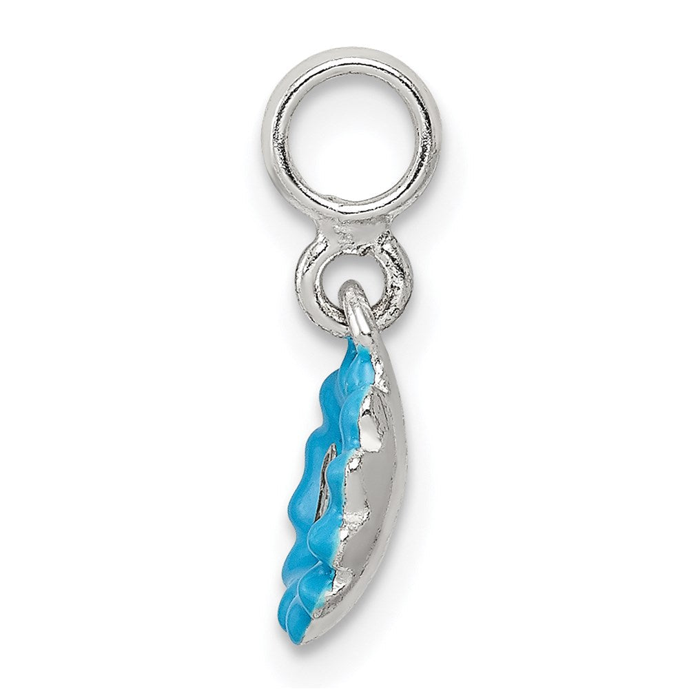 Sterlingsilber Blau Emaille Blume mit Zirkonia Enhancer