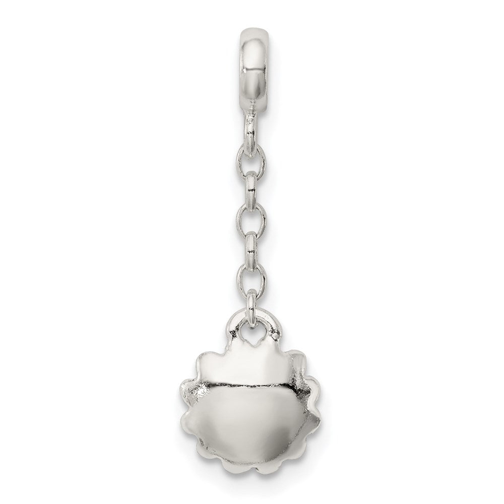 Sterlingsilber Blau Emaille Blume mit Zirkonia 1/2 Zoll Hängend Enhancer