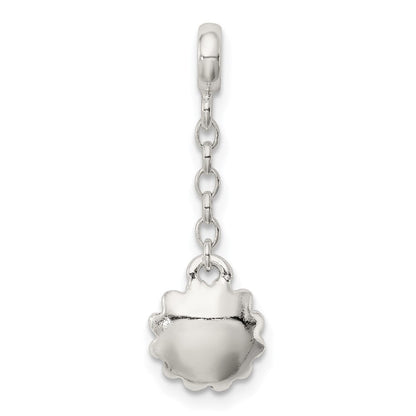 Sterlingsilber Blau Emaille Blume mit Zirkonia 1/2 Zoll Hängend Enhancer