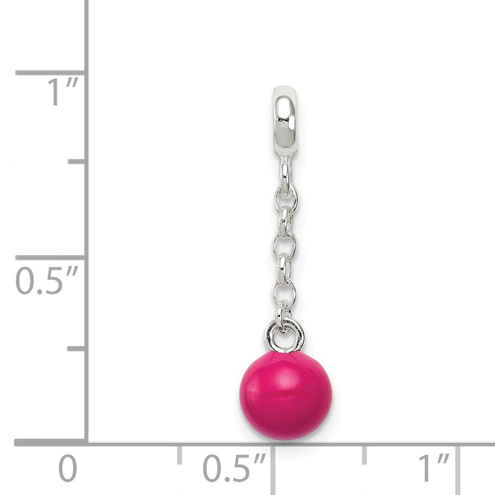 Sterlingsilber Hot Rosa Emaille Perle 1/2 Hängend Enhancer