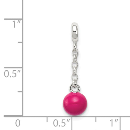Sterlingsilber Hot Rosa Emaille Perle 1/2 Hängend Enhancer